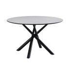 Tavolo tondo Logan con piano cemento e gambe in metallo nero Φ120*76.5 cm.