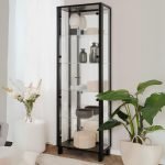 Vetrina Albi 52B con 2 ante in vetro e specchio colore nero