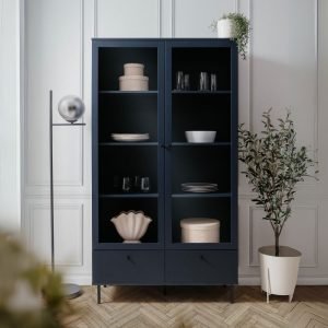 Vetrina Caracas 52A con 2 ante a vetrina e 2 cassetti colore navy blue