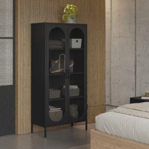 Vetrina Diora 2 ante reticolate in metallo colore nero