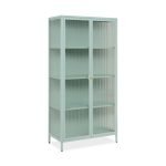 Vetrina Milton 52A in acciaio laminato con 2 ante vetro temperato ondulato colore verde menta