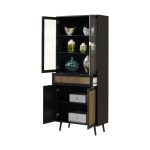 Vetrina Vienna52A 4 ante e cassetto nera con frontali effetto vimini