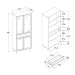 Vetrina Vienna52A 4 ante e cassetto nera con frontali effetto vimini