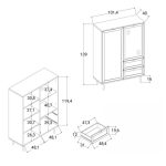 Vetrina Vienna53A 2 ante e 2 cassetti nera con frontali effetto vimini