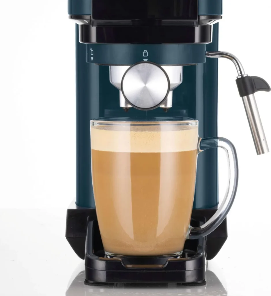 Ariete Macchina Caffè Cialde e Caffé Macinato in Polvere Espresso Manuale con Erogatore di Vapore 2 Tazze colore Light Aquamarine - 1399/17
