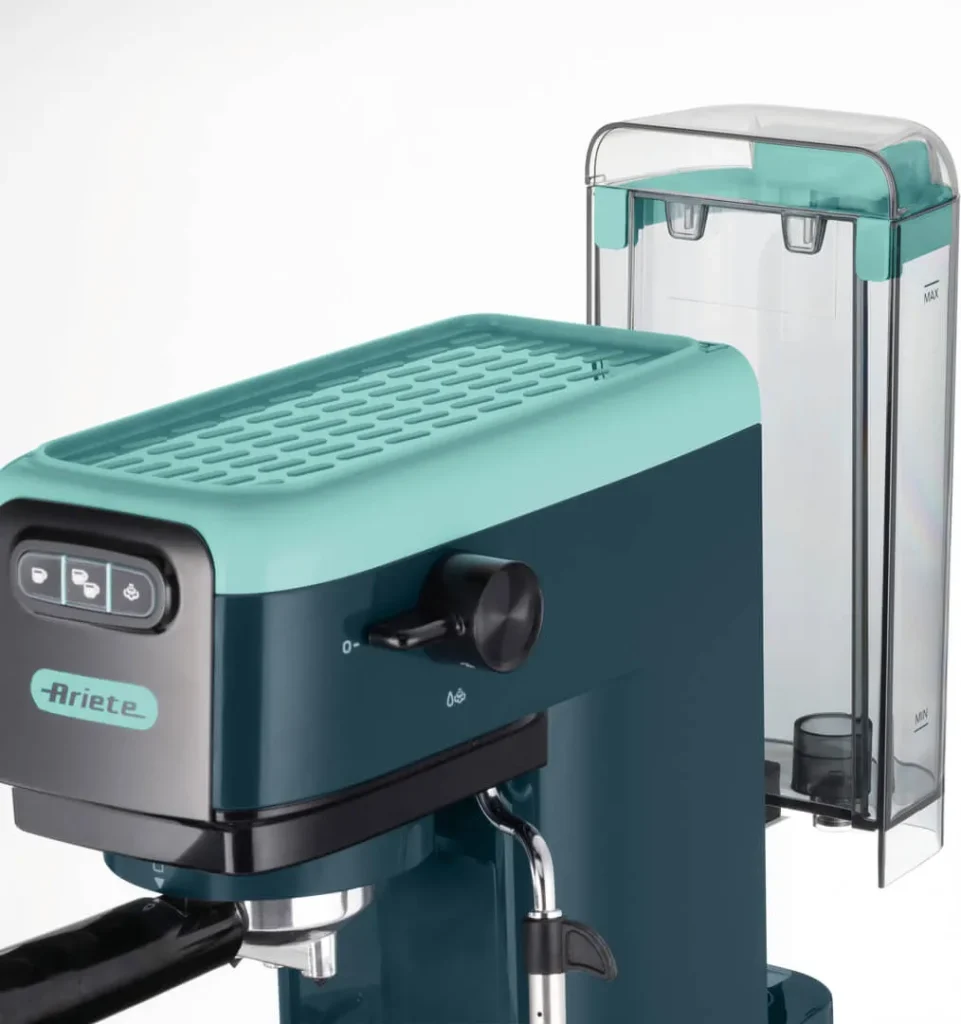 Ariete Macchina Caffè Cialde e Caffé Macinato in Polvere Espresso Manuale con Erogatore di Vapore 2 Tazze colore Light Aquamarine - 1399/17