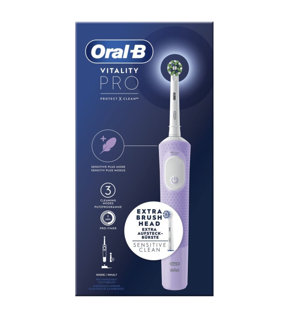 Oral-B Vitality Spazzolino Elettrico Ricaricabile Pro Viola 2 Testine