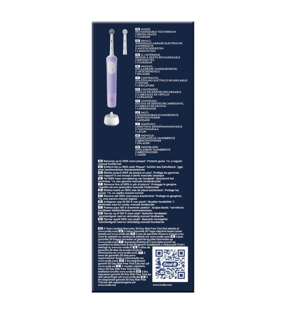 Oral-B Vitality Spazzolino Elettrico Ricaricabile Pro Viola 2 Testine
