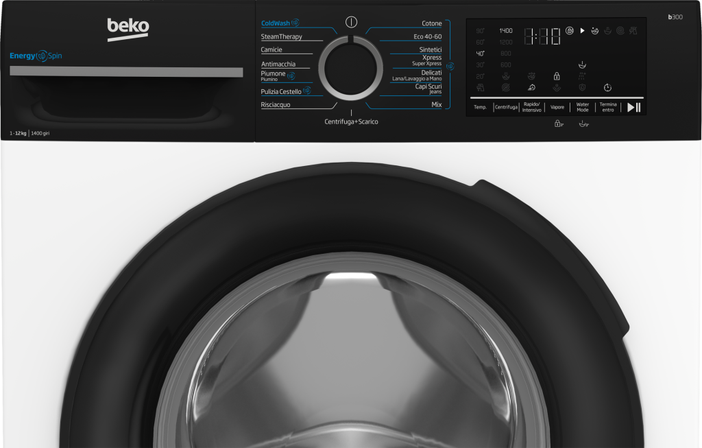 BMGWT41241B - BEKO - LAVATRICE CF 12KG 1400G A INV DISP VAP OBLO NERO