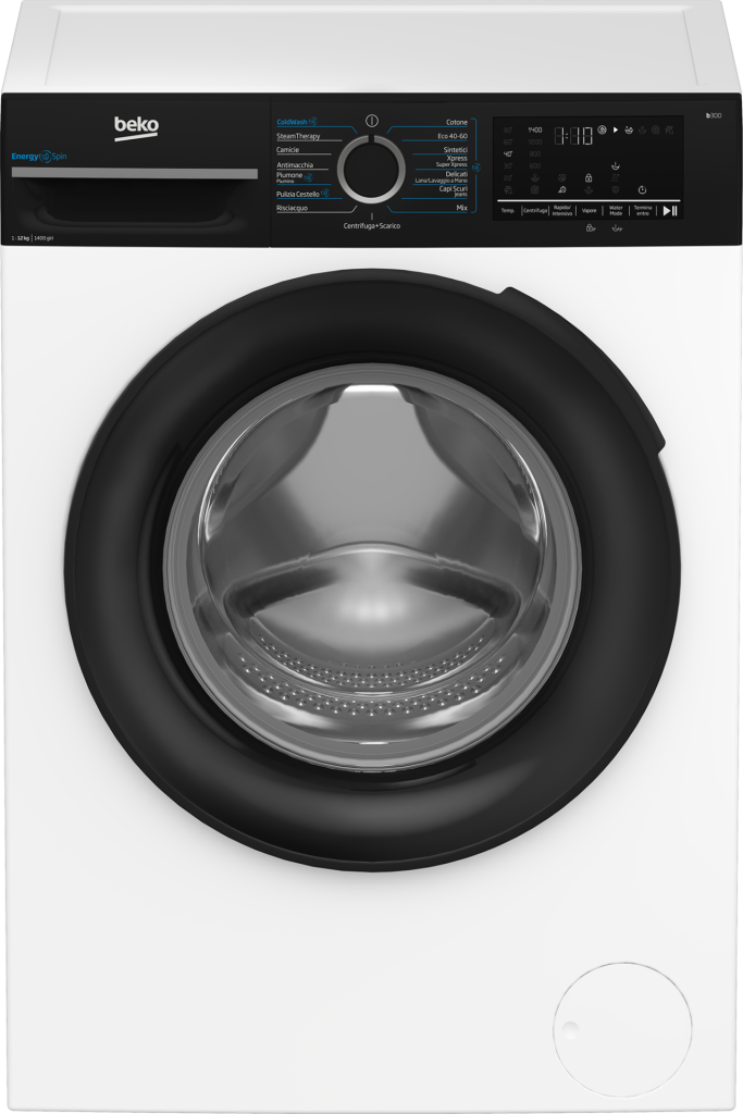 BMGWT41241B - BEKO - LAVATRICE CF 12KG 1400G A INV DISP VAP OBLO NERO