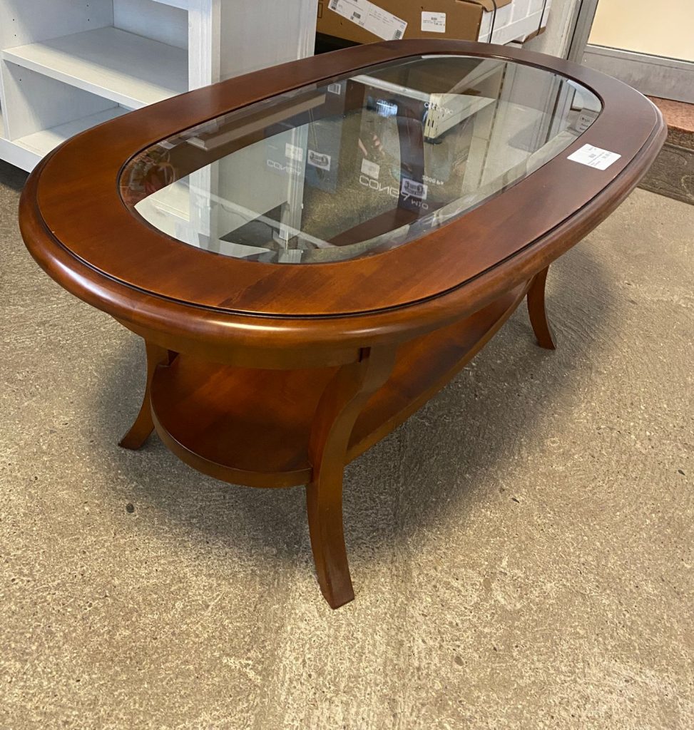 Tavolino Basso In Legno Con Vetro Usato 697