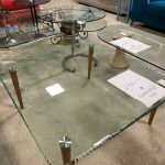 Tavolino In Vetro Temperato Con Gambe In Legno NUOVO DA ESPOSIZIONE 724/U