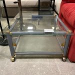 Tavolino Basso In Vetro E Metallo Grigio E Ottone USATO 733/U