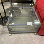 Tavolino Basso In Vetro E Metallo Grigio E Ottone USATO 733/U