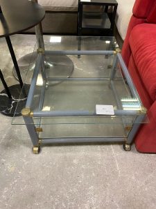 Tavolino Basso In Vetro E Metallo Grigio E Ottone USATO 733/U