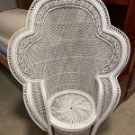 Poltrona Pavone In Vimini Bianco Vintage USATA 667/U