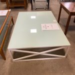 Tavolino Ferro Con Piano In Vetro Laccato Bianco  NUOVO DA ESPOSZIONE 868/U