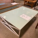 Tavolino Ferro Con Piano In Vetro Laccato Bianco  NUOVO DA ESPOSZIONE 868/U