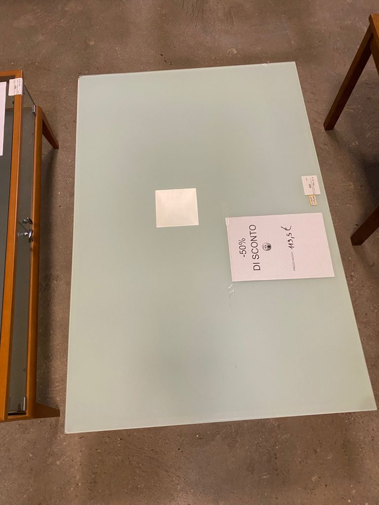 Tavolino Ferro Con Piano In Vetro Laccato Bianco  NUOVO DA ESPOSZIONE 868/U
