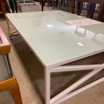 Tavolino Ferro Con Piano In Vetro Laccato Bianco  NUOVO DA ESPOSZIONE 868/U