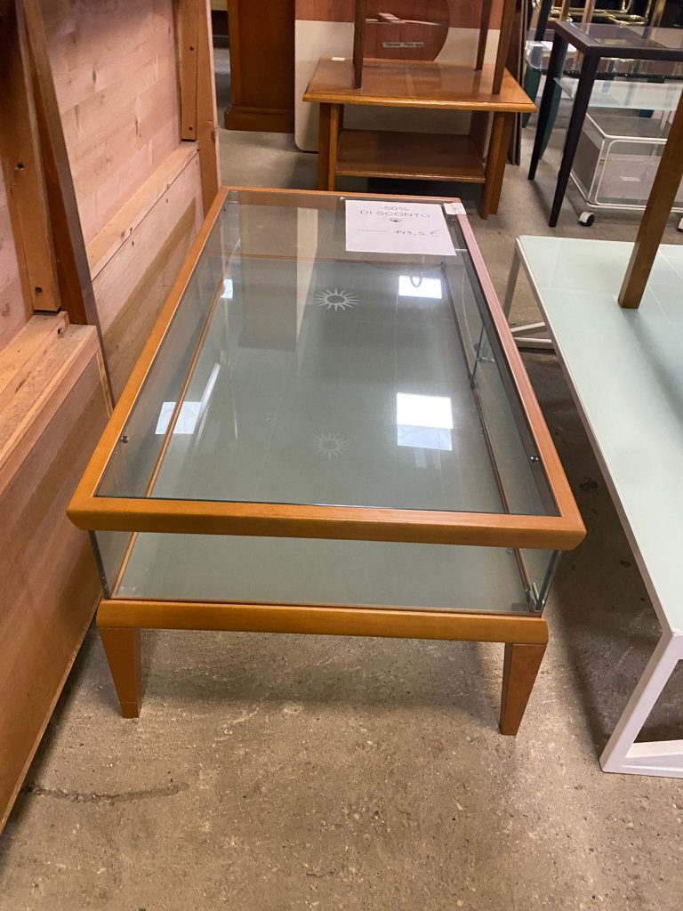 Tavolino Da Soggiorno In Legno E Vetro NUOVO DA ESPOSIZIONE 722/U