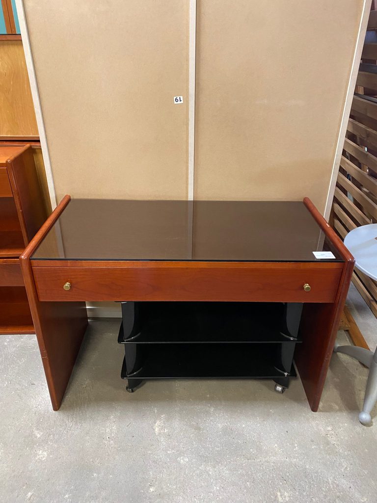 Scrivania in legno con piano in vetro USATA 874/U