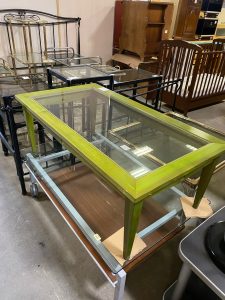 Tavolino In Legno Verde Con Vetro USATO 837/U