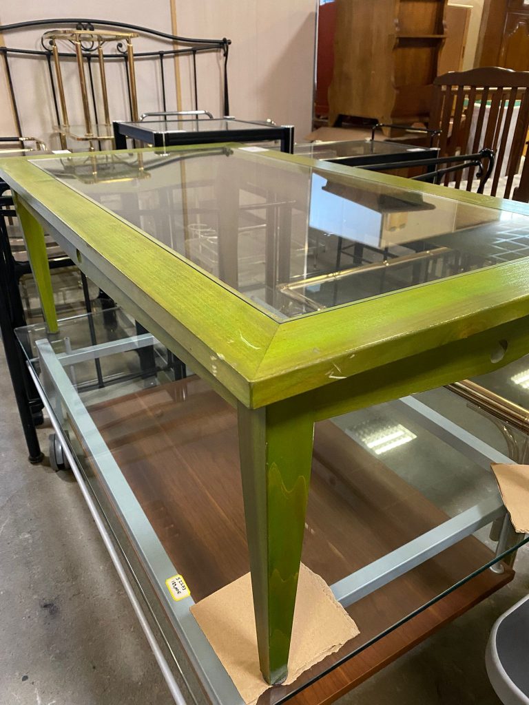 Tavolino In Legno Verde Con Vetro  USATO 837/U