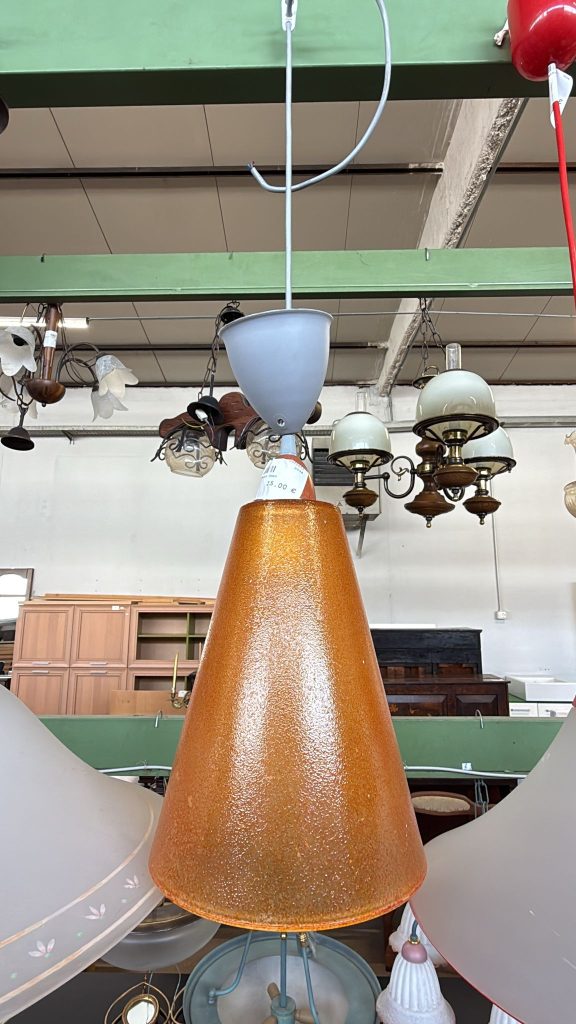 Lampadario Vetro Cono Arancione Usato 2034