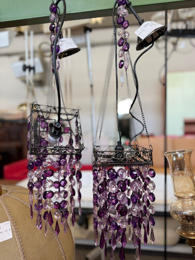 Lampadario Con Cristalli Color Viola Usato 2460/U