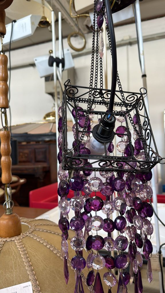 Lampadario Con Cristalli Color Viola Usato 2460/U