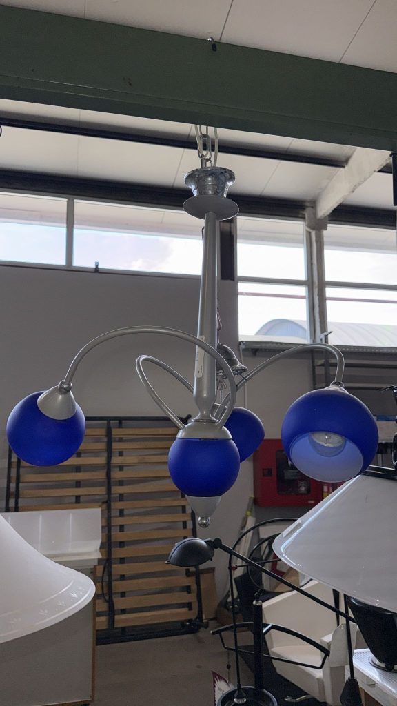Lampadario Paralumi Blu Usato 1967