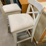 Sgabello Alto In Legno Con Seduta In Tessuto Usato 673