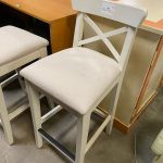 Sgabello Alto In Legno Con Seduta In Tessuto Usato 673