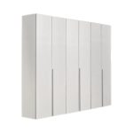 Armadio Urano 6 ante battenti bianco larice con maniglia alluminio