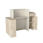 Bancone Reception Dayana 150 cm. in colore cashmere e travertino con illuminazione LED