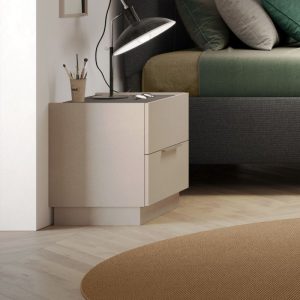 Comodino Londra 2 cassetti colore cashmere e top antracite
