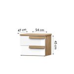 Comodino Melodia 2 cassetti con struttura e maniglie rovere caramello e frontali bianco lucido