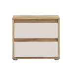 Comodino Neutra 2 cassetti con struttura rovere e frontali cassetti cashmere