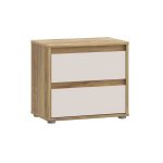 Comodino Neutra 2 cassetti con struttura rovere e frontali cassetti cashmere