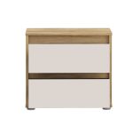 Comodino Neutra 2 cassetti con struttura rovere e frontali cassetti cashmere