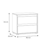 Comodino Neutra 2 cassetti con struttura rovere e frontali cassetti cashmere