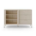 Credenza Diora 2 ante e 3 cassetti in metallo colore crema