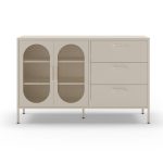 Credenza Diora 2 ante e 3 cassetti in metallo colore crema