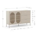 Credenza Diora 2 ante e 3 cassetti in metallo colore crema