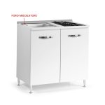 Cucinino 80 cm 2 ante bianco larice lavello e piano cottura a gas 80x60x85H