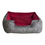 Cuscino per animali domestici Limy in tessuto colore grigio e bordeaux