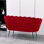 Divano a conchiglia Orel in velluto UF910-11 rosso e gambe nere