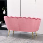Divano a conchiglia Orel in velluto UF910-7 rosa e gambe oro