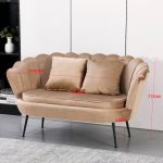 Divano a conchiglia Orel in velluto UF910-7 rosa e gambe oro